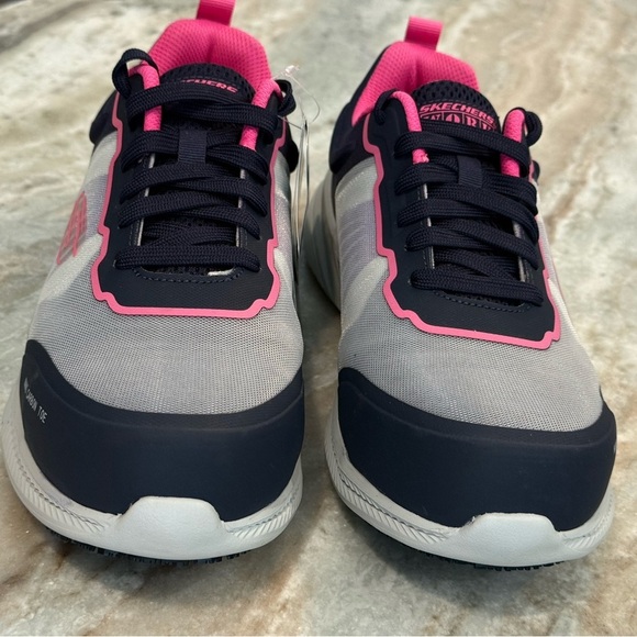NWT Women’s SKECHERS Carbix-Niyla Carbon toe work sneakers- navy/pink. Size 8.5 - Picture 7 of 11